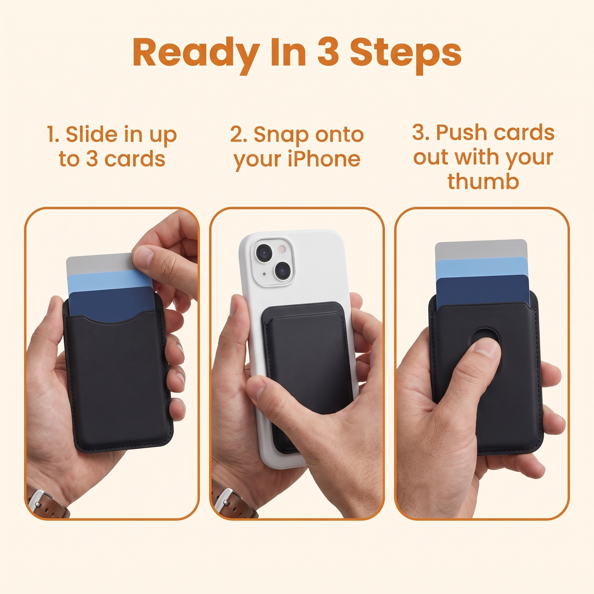 Magnetic Leather Card Holder Wallet for iPhone