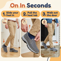Men's Waterproof Slip-On Shoes – Orthopedic Comfort Walking Shoes with Elastic Sides & Lug Sole