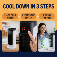 Portable Evaporative Air Cooler – Windowless Tower Room Cooler with Cooling Mist, Swing Mode & 8-Hour Timer, No Vent Needed