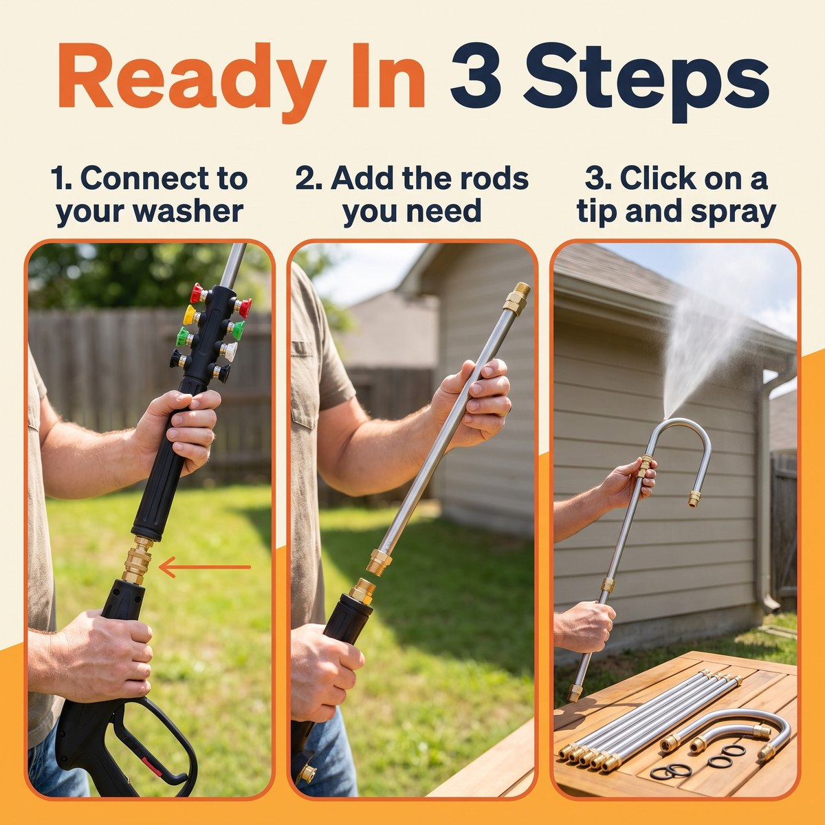 4000 PSI Telescoping High Pressure Washer Wand Set for Gutter & Roof Drainage & Walls Cleaning