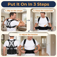 Full Back Posture Corrector Vest – Upper & Lower Back Brace with Spine Support Plate & Wide Shoulder Straps, Unisex S–2XL