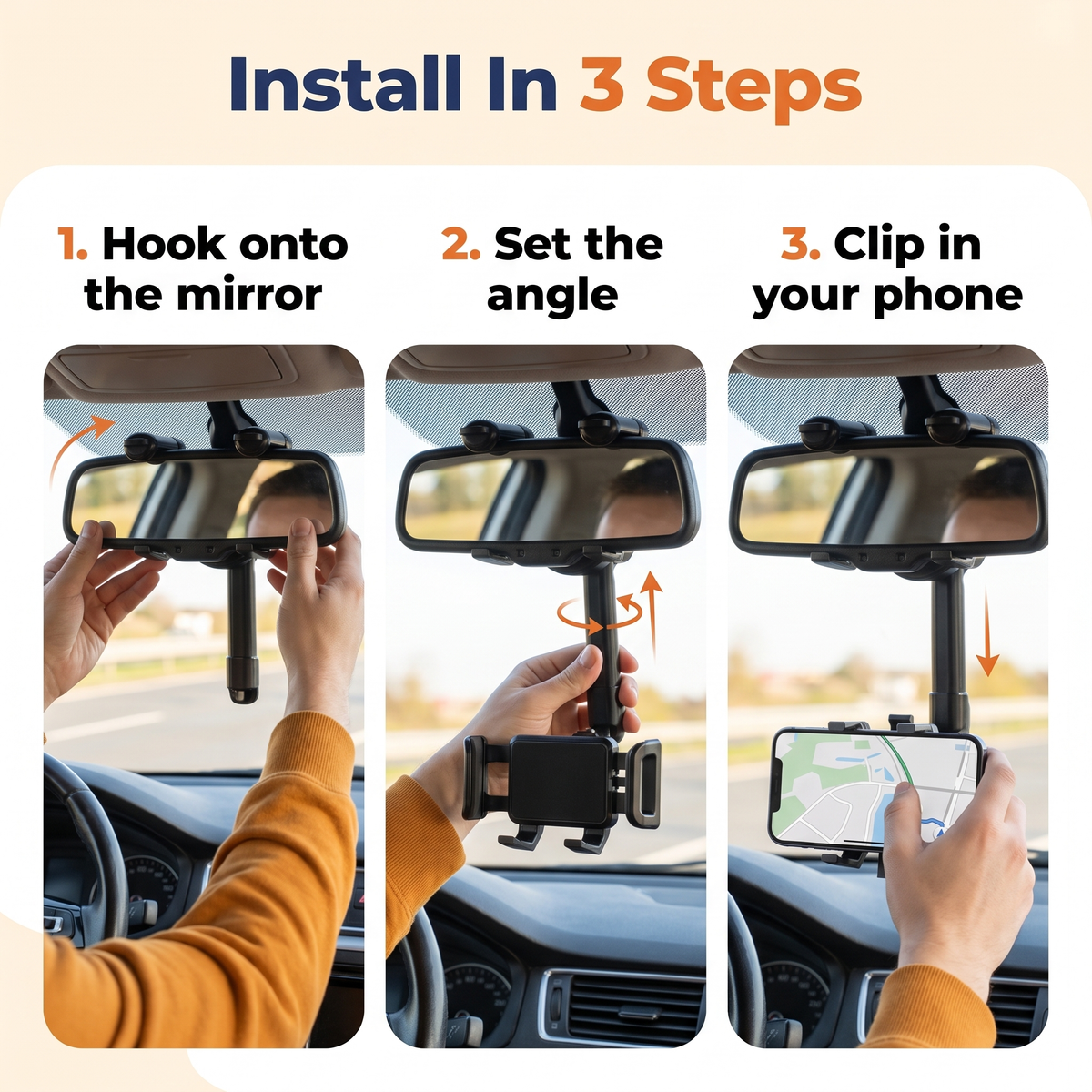 Rotatable and Retractable Car Phone Holder