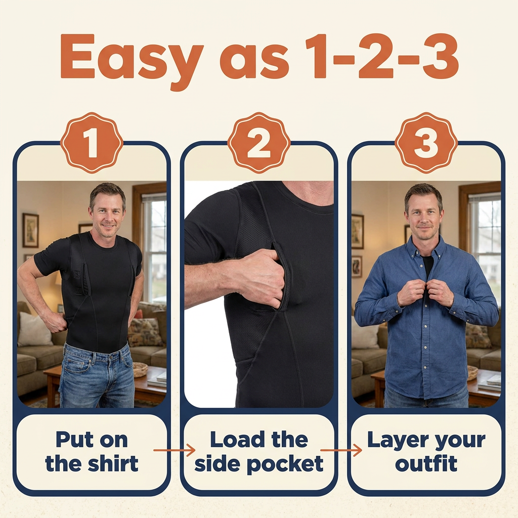 Concealed Carry Holster T-Shirt – Compression Undershirt with 2 Side Holster Pockets, Moisture-Wicking