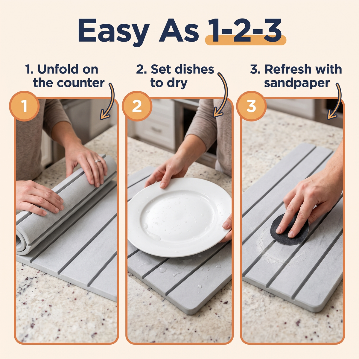 Foldable Diatomite Stone Dish Drying Mat