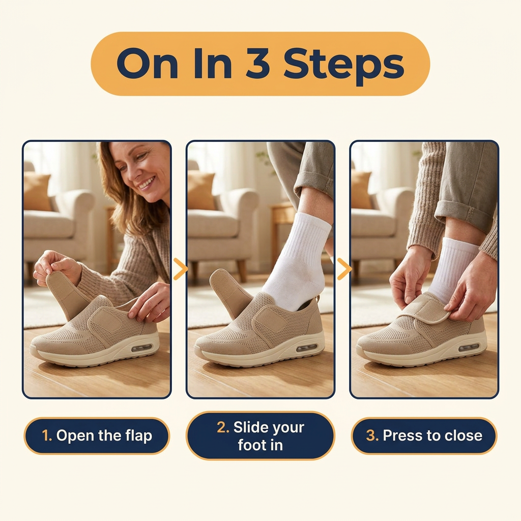 Extra Wide Diabetic Shoes for Swollen Feet – Adjustable Hook-and-Loop Walking Shoes with Memory Foam Insole