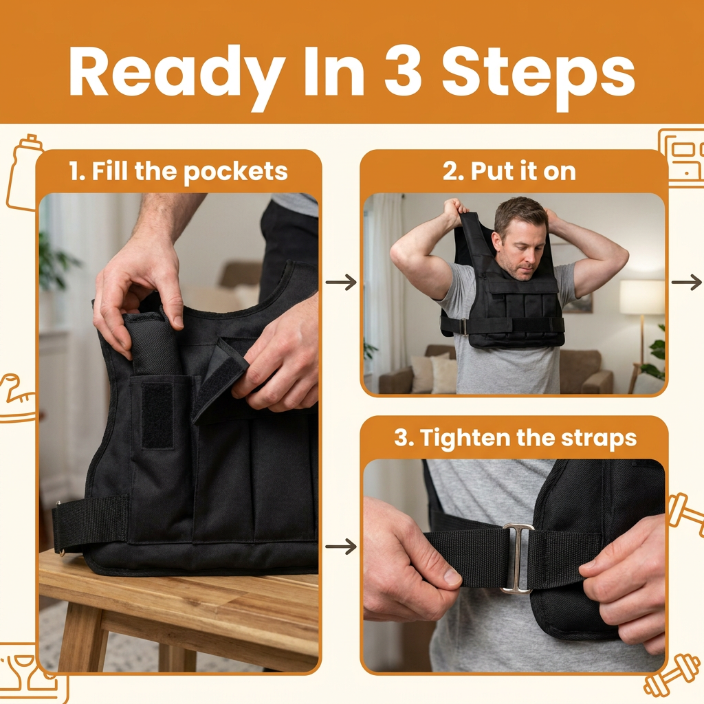 Adjustable Weighted Vest – Holds Up to 110 lb, Oxford Cloth Workout Vest for Strength Training (Weights Not Included)