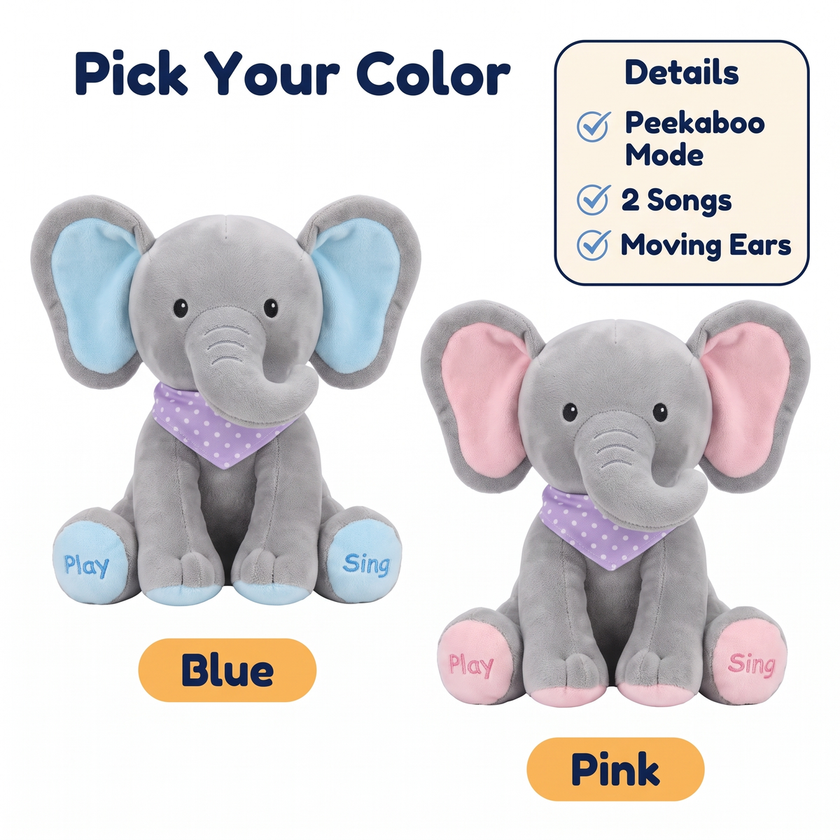 Peek a boo Talking Elephant toy