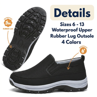 Men's Waterproof Slip-On Shoes – Orthopedic Comfort Walking Shoes with Elastic Sides & Lug Sole