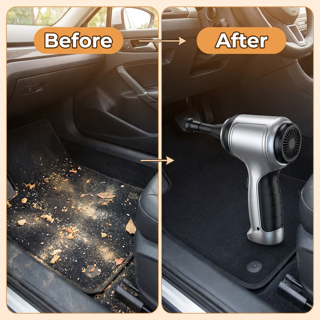 Cordless Car Vacuum Cleaner – 95000Pa Handheld Vacuum & Air Blower with Brushless Motor, 4000mAh USB Rechargeable