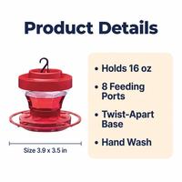 Hanging Bee Proof Hummingbird Water Feeders with Perch