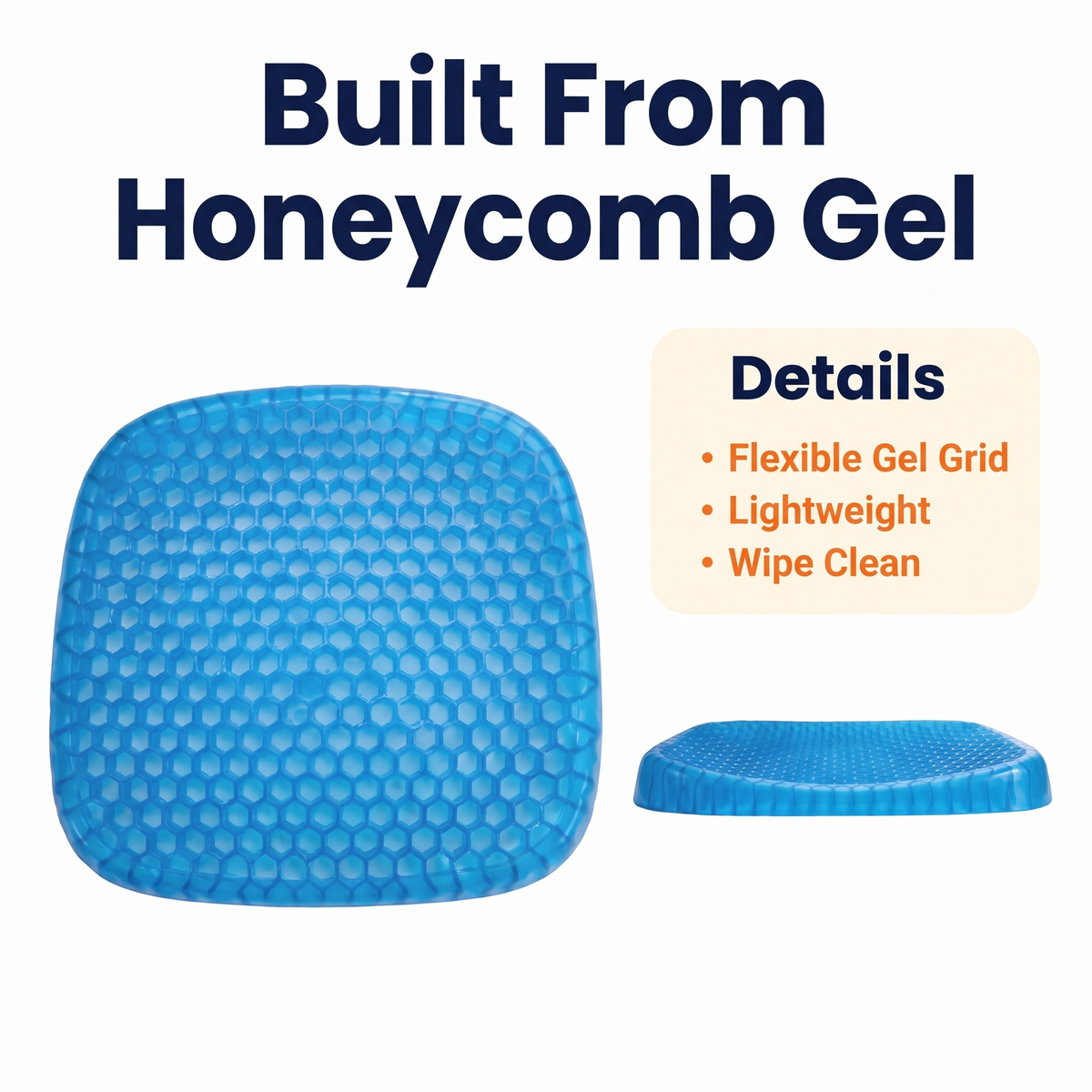 Orthopedic Gel Seat Cushion | Pressure Relief - Tailbone Pain - Lower Back Support - For Office Chair - Car - Wheelchair Use