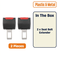 Seat Belt Clip Extender 2-Pack – Car Seat Belt Buckle Extension for Easier Buckling, Plastic & Metal