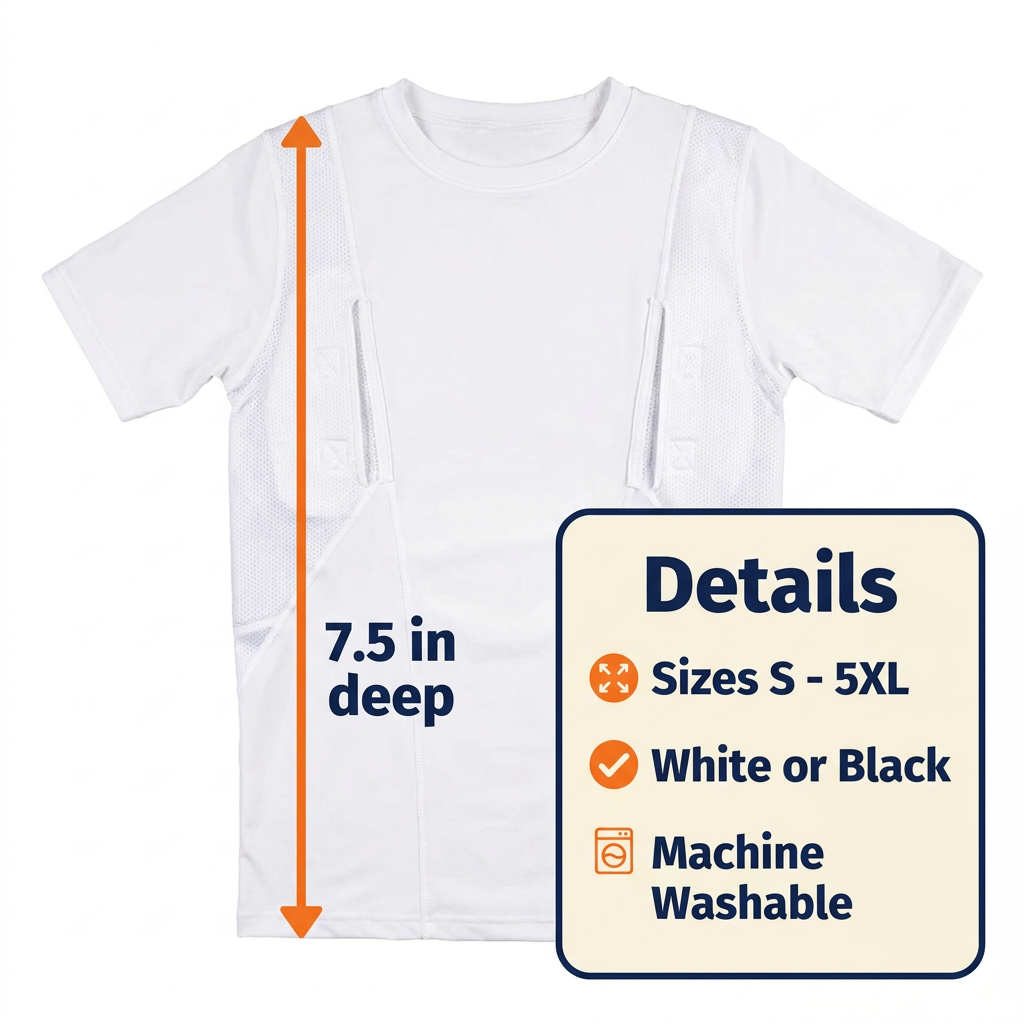 Concealed Carry Holster T-Shirt – Compression Undershirt with 2 Side Holster Pockets, Moisture-Wicking