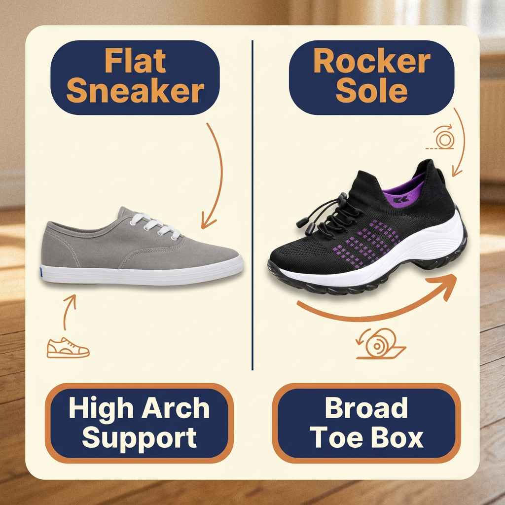 Orthopedic Walking Sneakers – Slip-On Knit Shoes with Arch Support, Wide Toe Box & Cushioned Rocker Sole