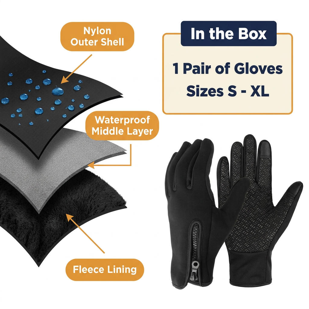Thermal Touchscreen Winter Gloves – Windproof, Waterproof Fleece-Lined Gloves for Cycling, Skiing & Driving, Men & Women