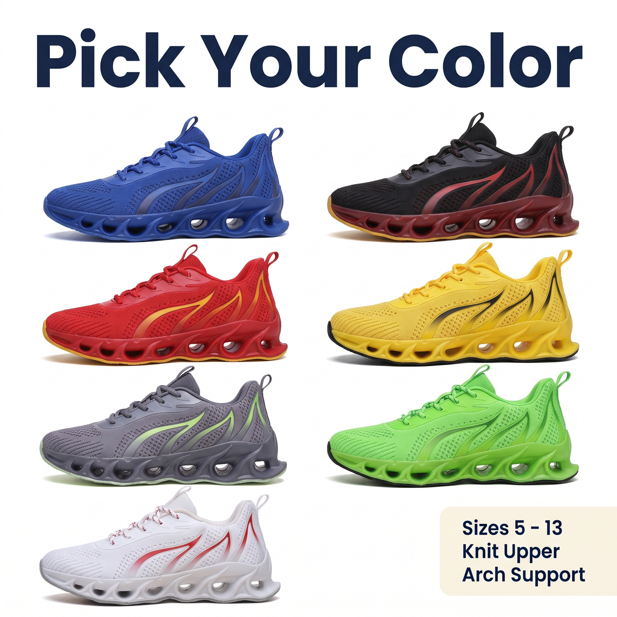 Men's Orthopedic Running Shoes – Arch Support Walking Sneakers with Cushioned Non-Slip Sole, 7 Colors