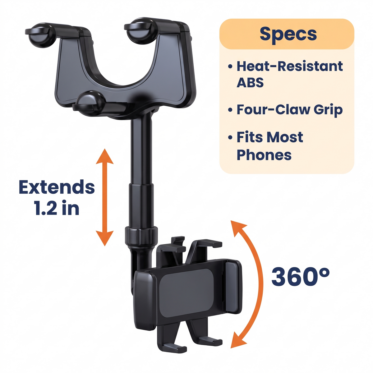 Rotatable and Retractable Car Phone Holder