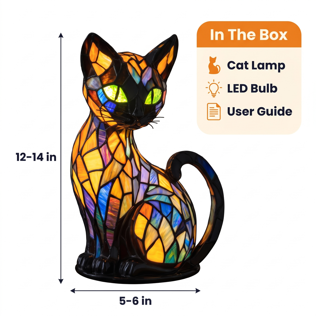 Stained Glass Cat Table Lamp
