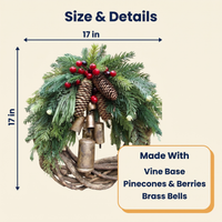 Farmhouse Christmas Wreath, Boho Wreath, Holiday Wreath