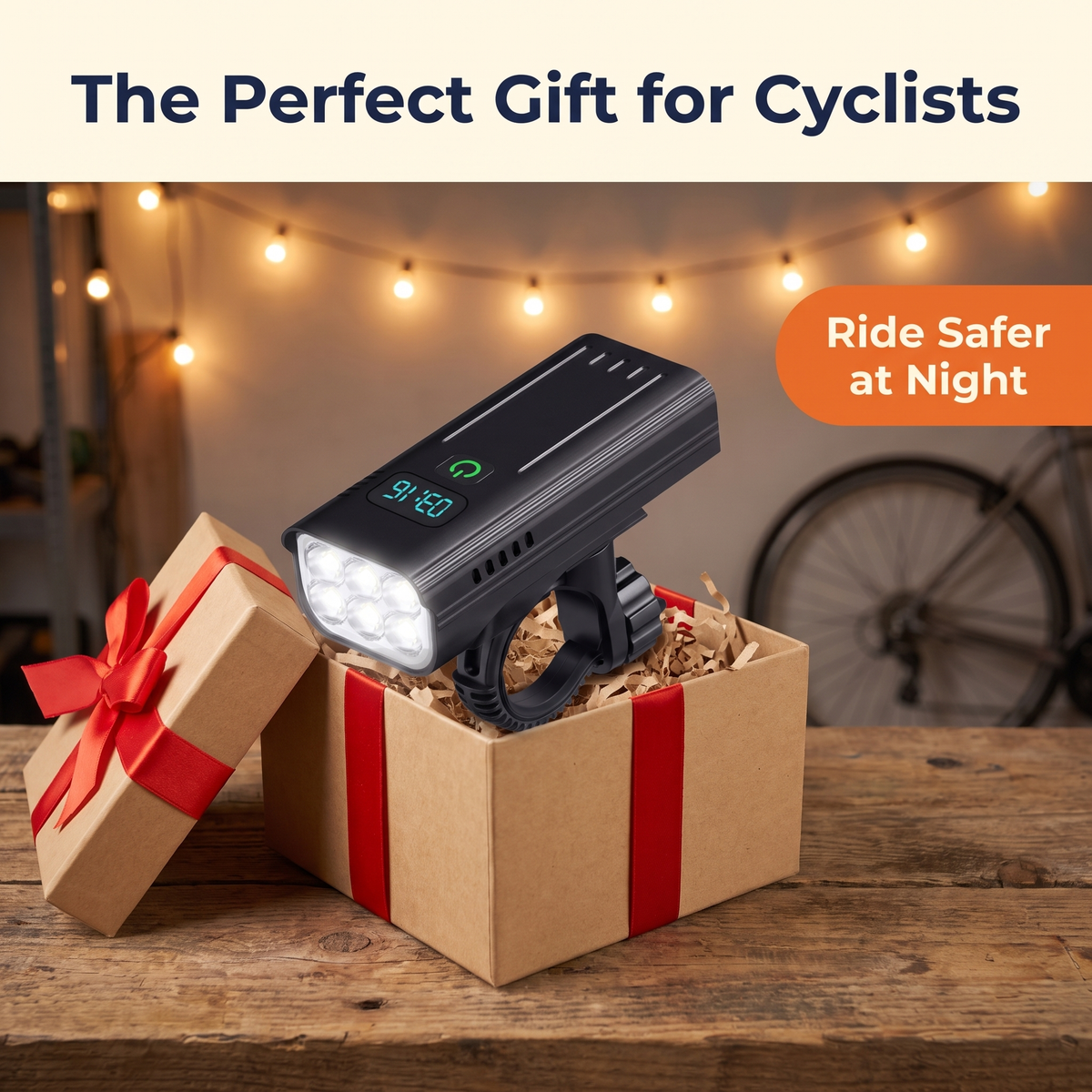 5000 Lumen Bike Light with 12 LEDs & USB-C Rechargeable Battery