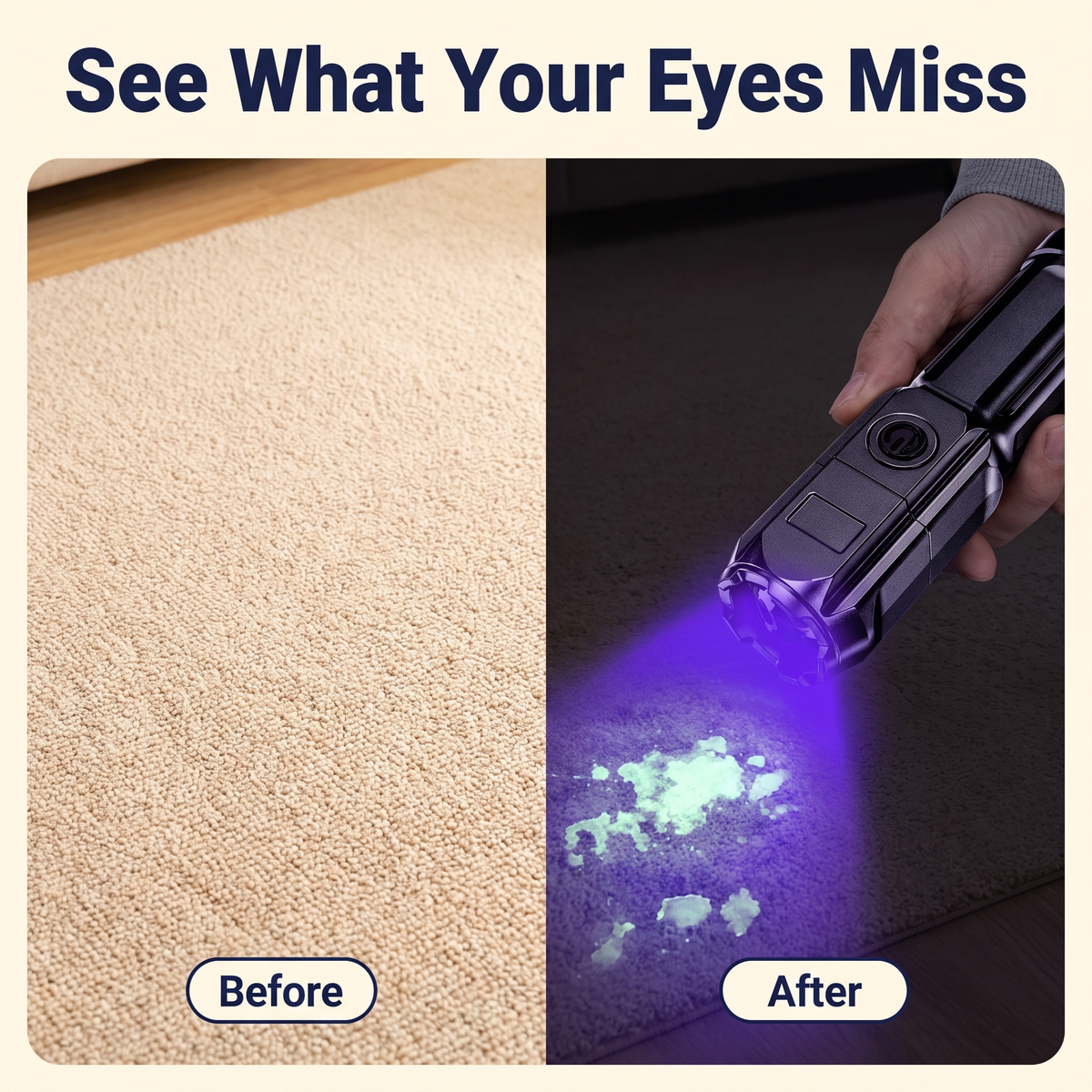 Rechargeable Ultraviolet UV Flashlight, Zoomable
