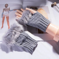 Faux Fur Fingerless Winter Gloves Hand Warmer