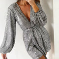 Sequin long-sleeved one-piece suit