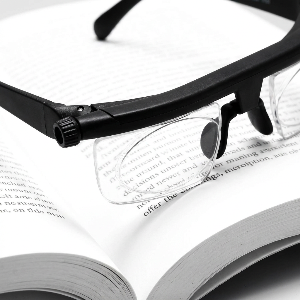 Adjustable Focus Glasses – Dial-Adjust Reading & Distance Eyeglasses, No Prescription Needed, Lightweight