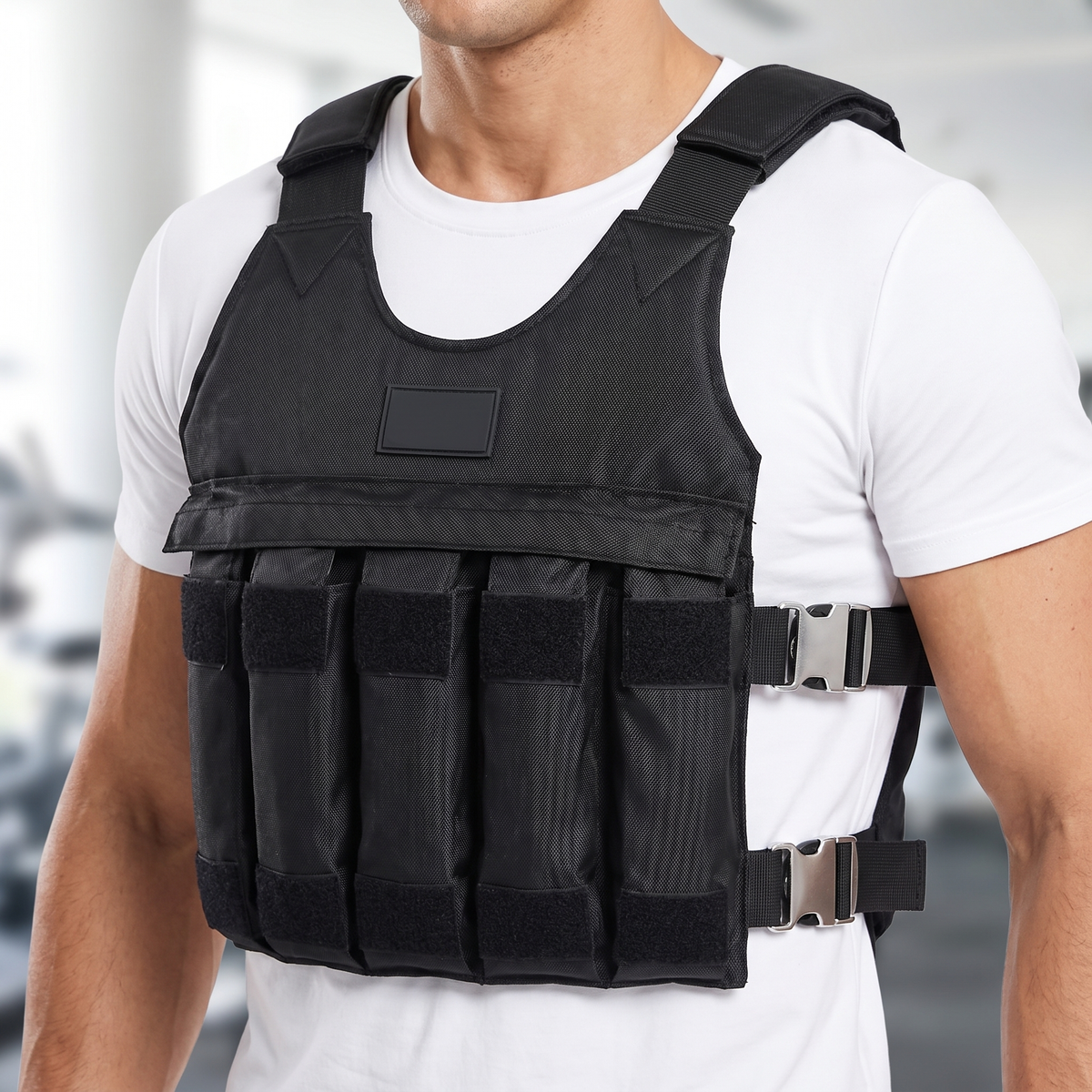 Adjustable Weighted Vest – Holds Up to 110 lb, Oxford Cloth Workout Vest for Strength Training (Weights Not Included)