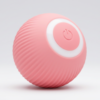 Pink ribbed self-rolling cat ball