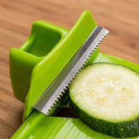 Hand guard on the vegetable slicer blade