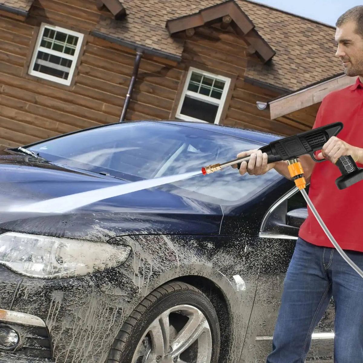 Cordless Portable High Pressure Spray Water Gun Set | Ideal for Cleaning Cars, Patios & Garden Furniture