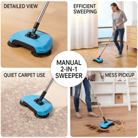 Manual 2-in-1 Broom with Rotating Brush