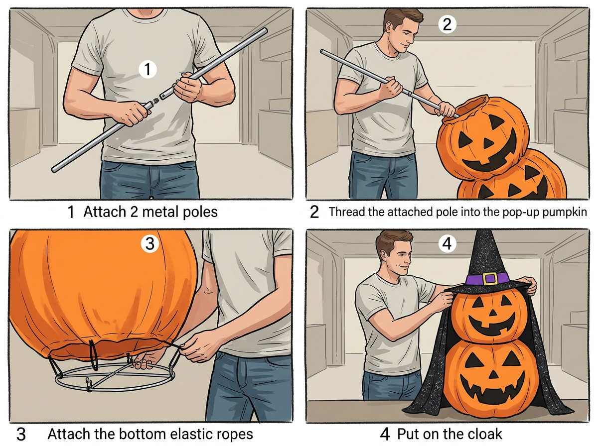 Lighted pumpkin decoration assembly steps