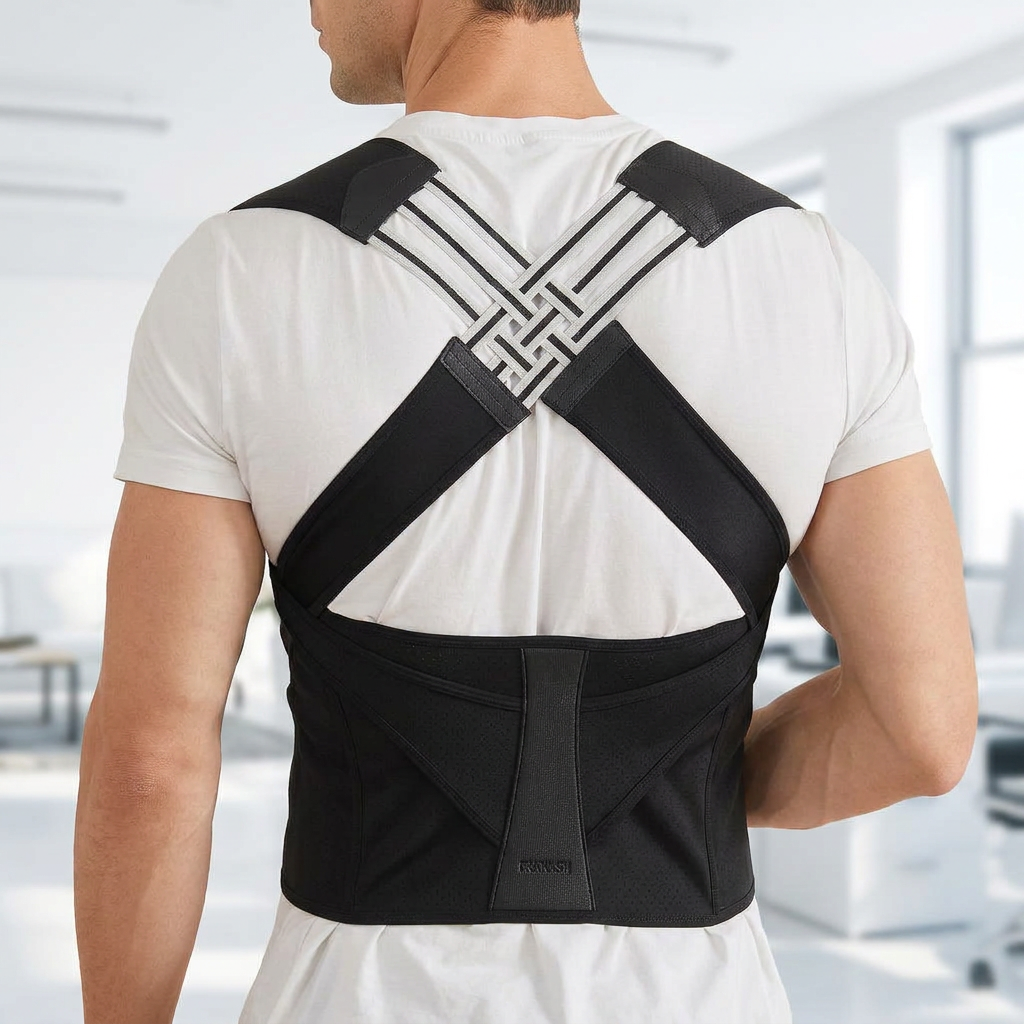 Full Back Posture Corrector Vest – Upper & Lower Back Brace with Spine Support Plate & Wide Shoulder Straps, Unisex S–2XL