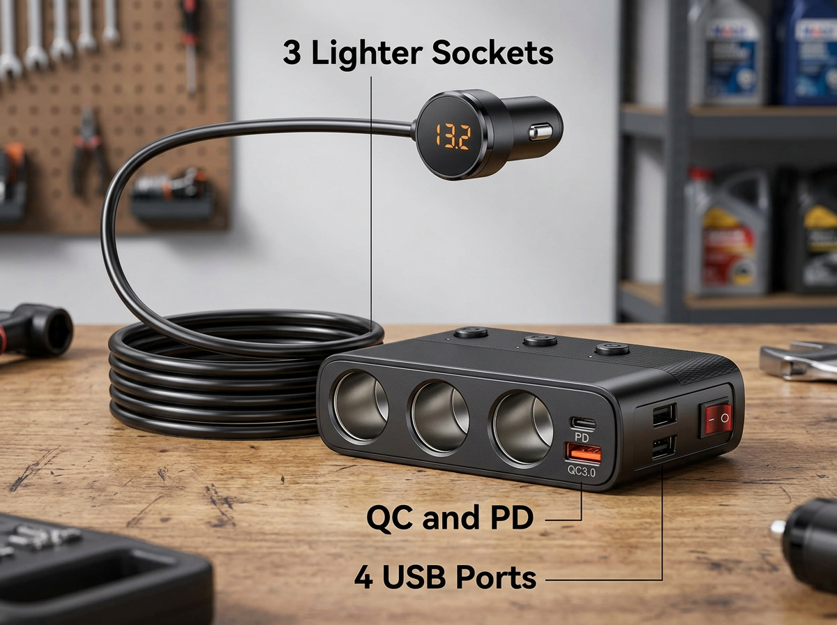 7-in-1 Car Cigarette Lighter Adapter