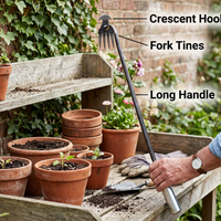 Crescent Weeder Tool with Long Handle