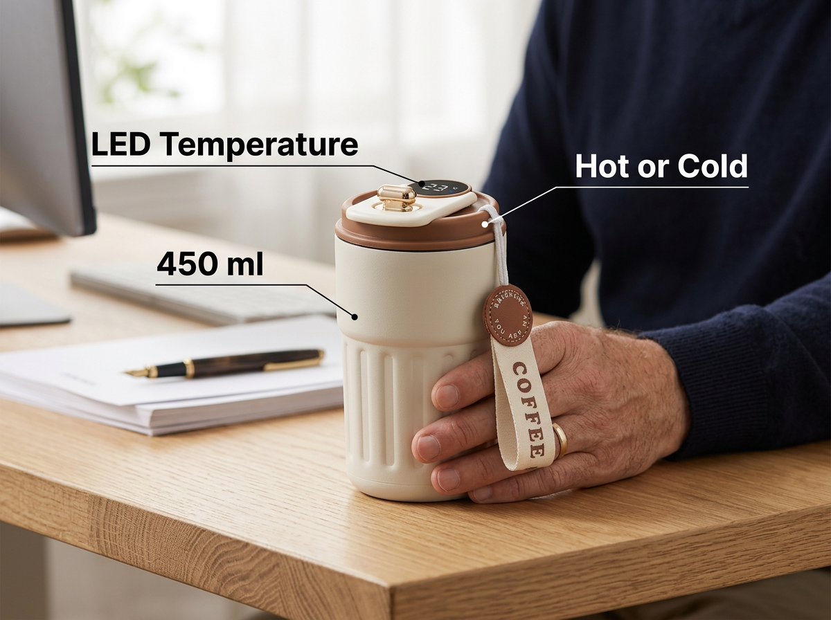 450ml Smart Travel Mug with LED Display