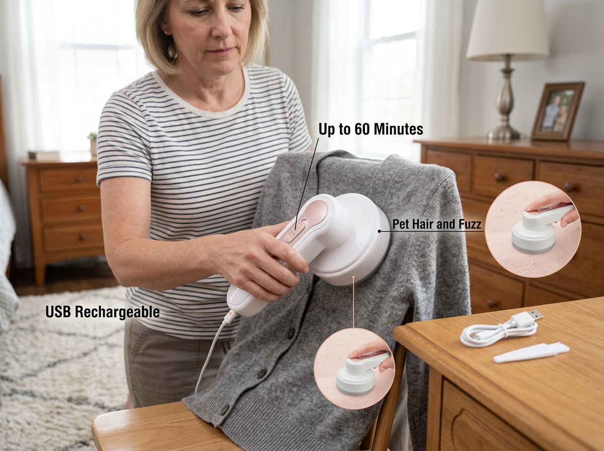 Rechargeable Electric Lint Remover for Clothing, Furniture, and Carpets
