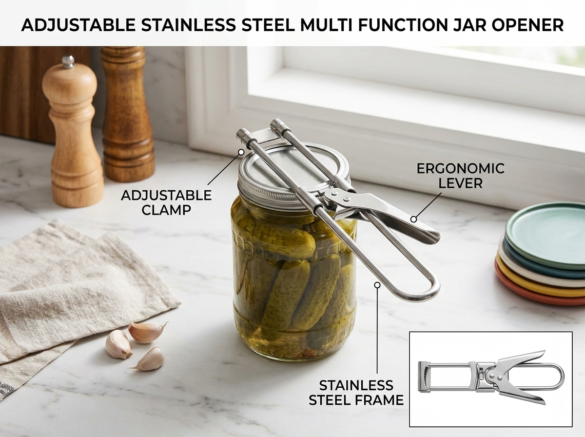 Adjustable Stainless Steel Multi Function Jar Opener