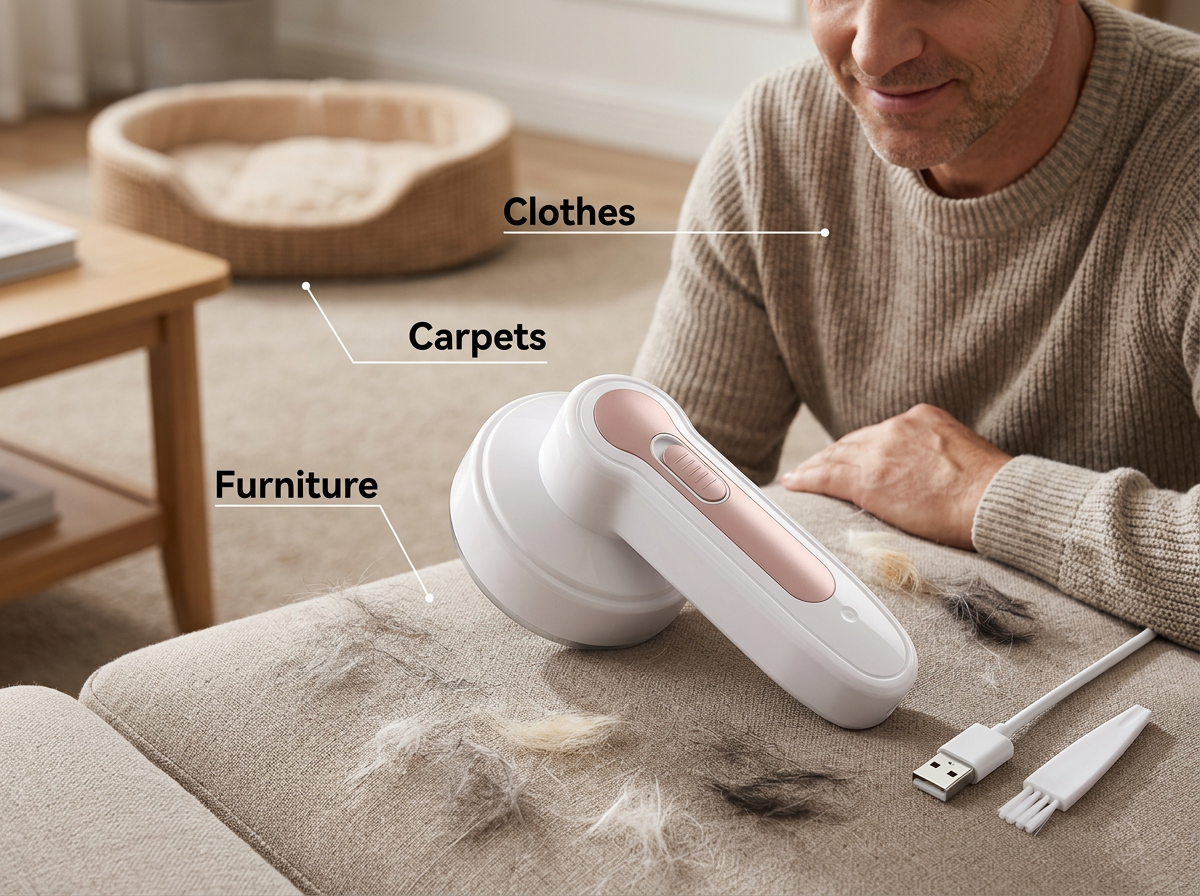 Rechargeable Electric Lint Remover for Clothing, Furniture, and Carpets