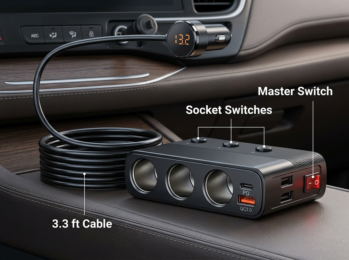7-in-1 Car Cigarette Lighter Adapter