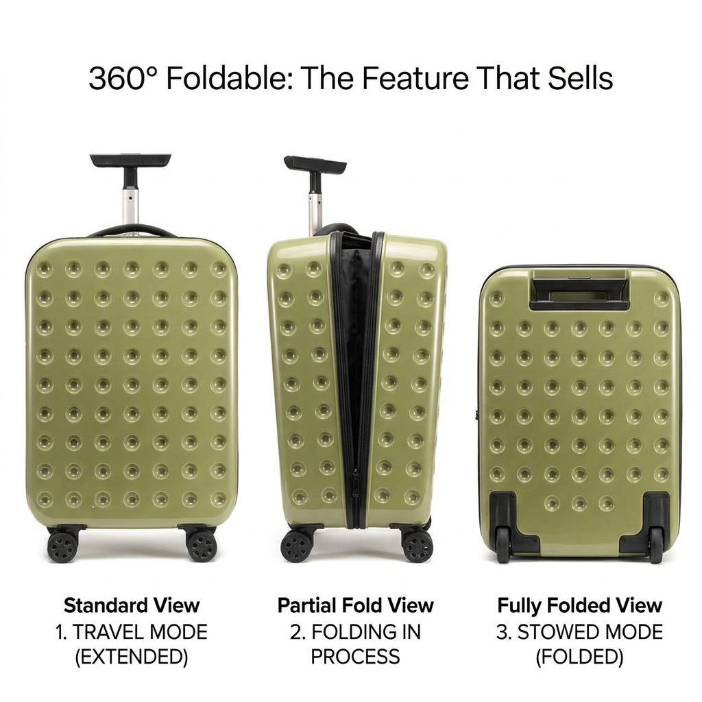 360° Foldable Travel Suitcases with Wheels