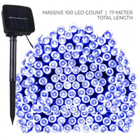 17-Meter String of 100 Led Solar-Powered Fairy Lights