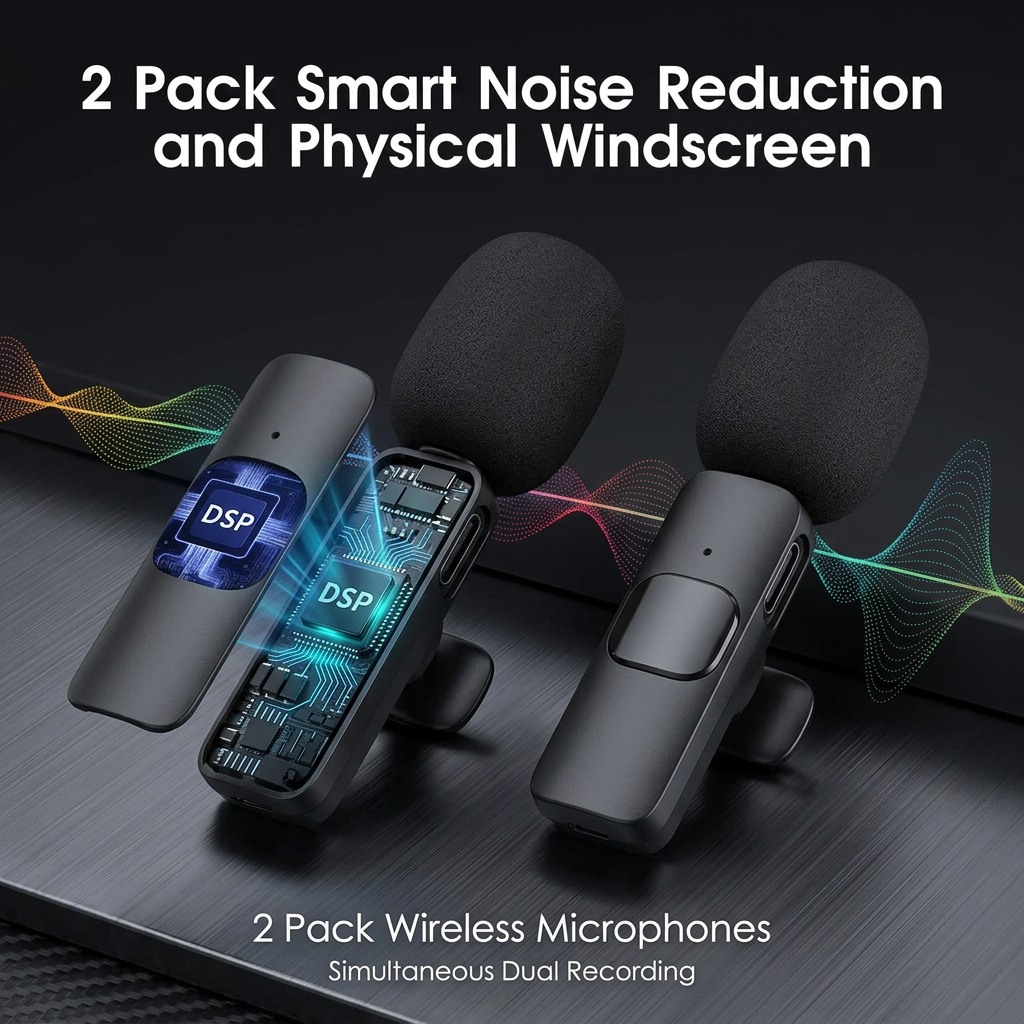 2 Pack Wireless Microphone For Iphone Ipad