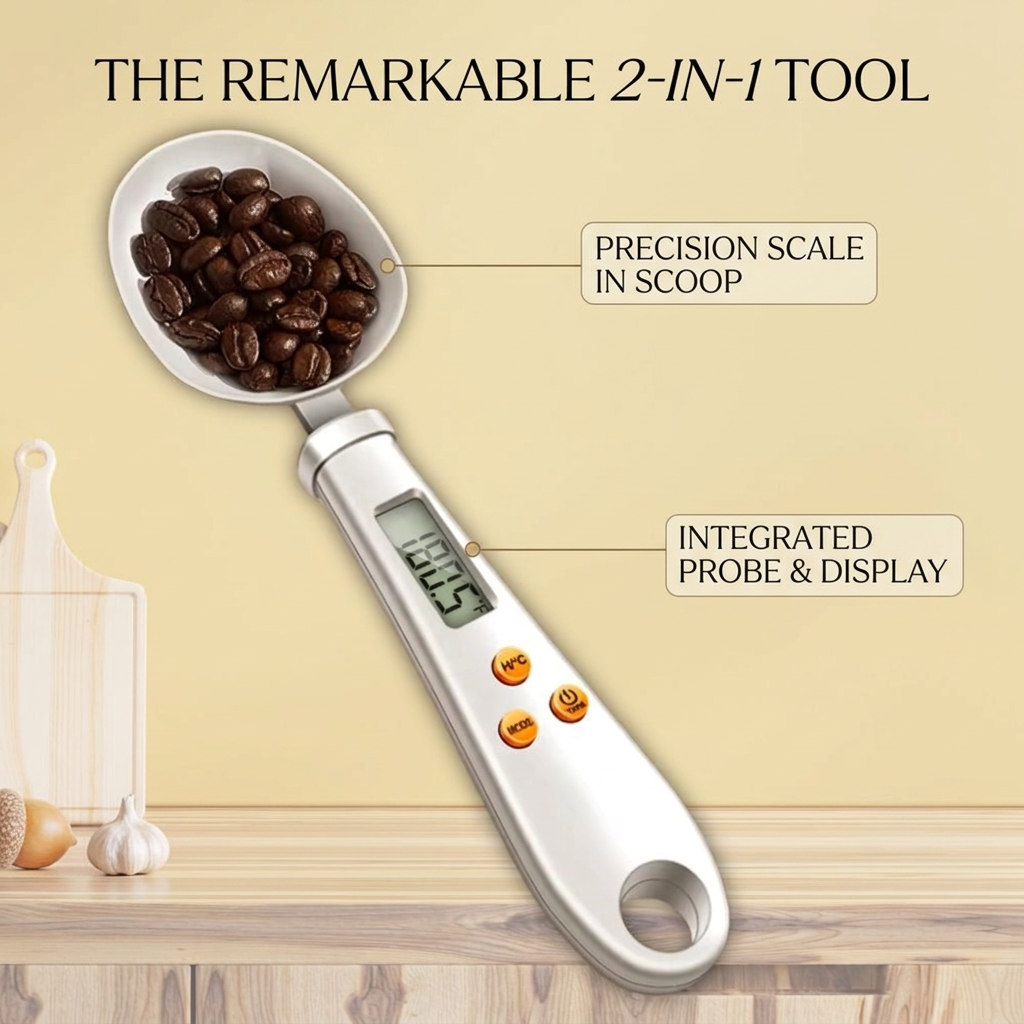 2-in-1 Digital Mini Spoon Scale & Food Thermometer