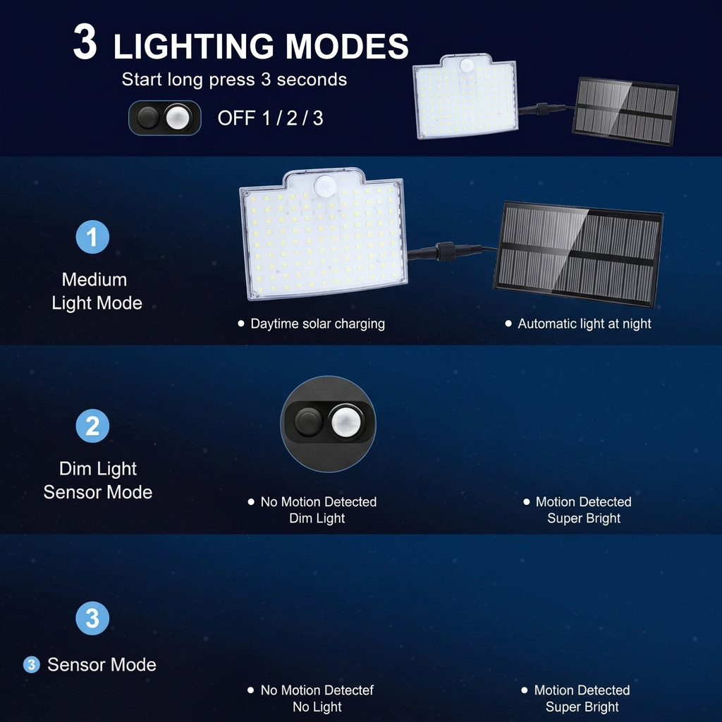 106 LED Solar Outdoor Light With Motion Sensor