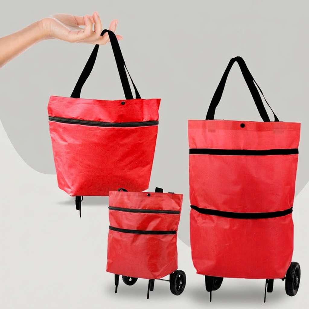 2-in-1 Foldable Shopping Bag with Wheels