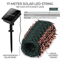 17-Meter String of 100 Led Solar-Powered Fairy Lights