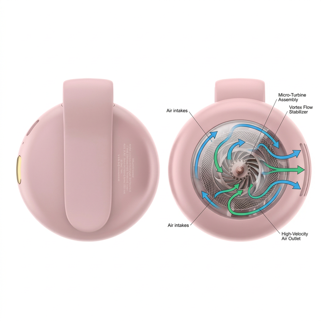 Portable Waist Fan Clip with Bladeless Handheld Design
